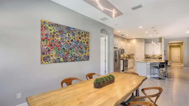 dining area with sink