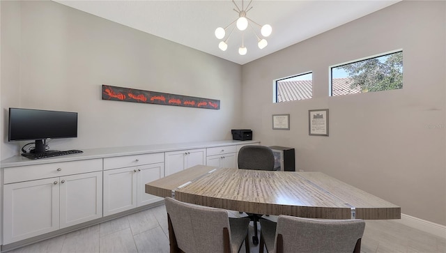 dining area with a chandelier