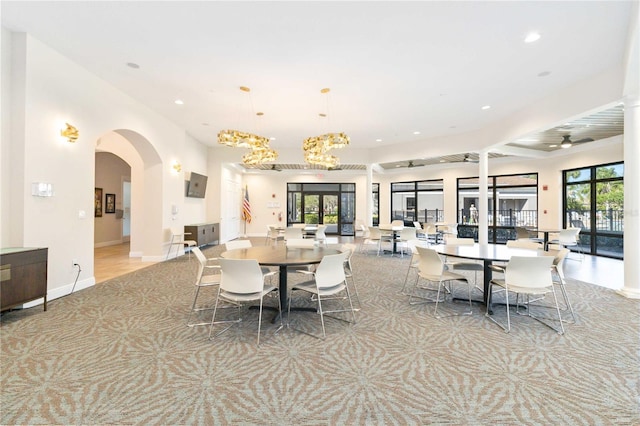 dining area with a chandelier