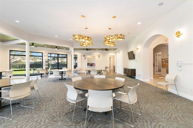 dining room with an inviting chandelier