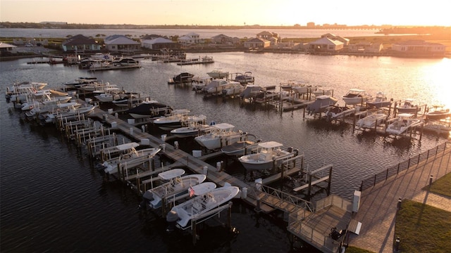 property view of water featuring a dock