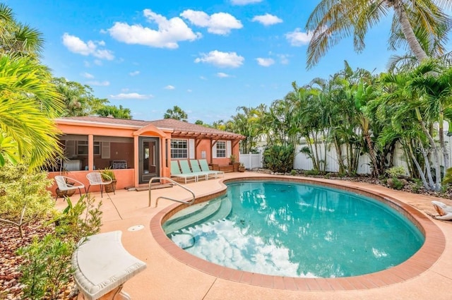 view of pool featuring a patio area