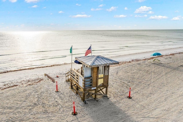 view of water feature featuring a view of the beach