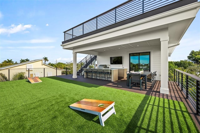 view of yard featuring a bar and a patio area