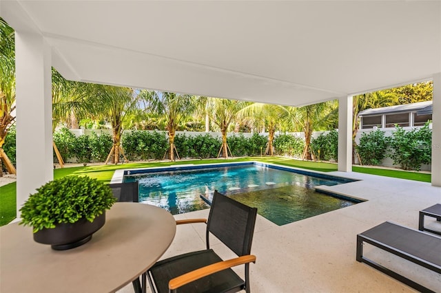 view of swimming pool featuring a patio