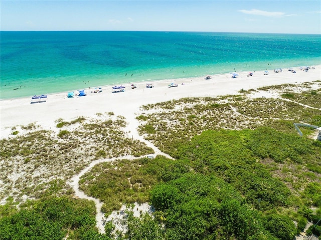 property view of water featuring a view of the beach