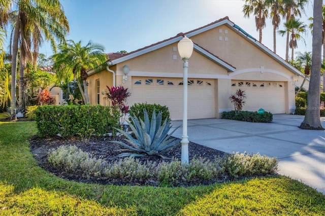 single story home with a garage