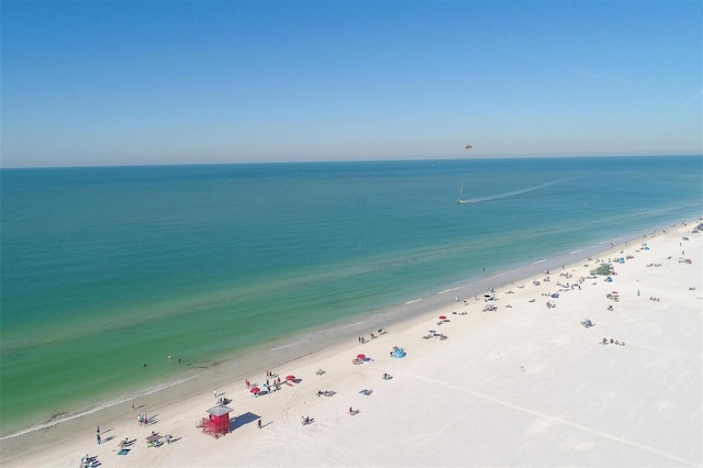 property view of water featuring a view of the beach