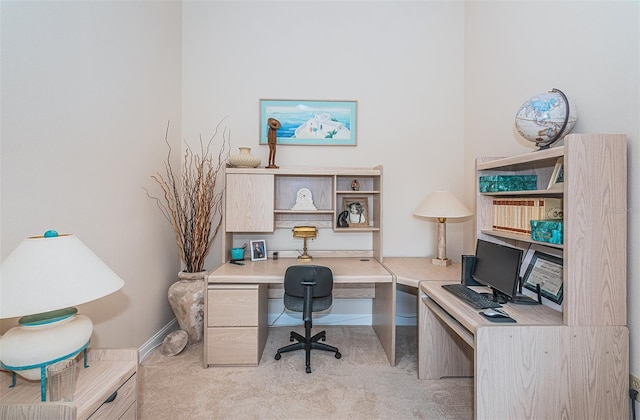 view of carpeted home office