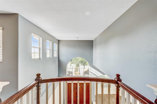 interior details with a textured ceiling