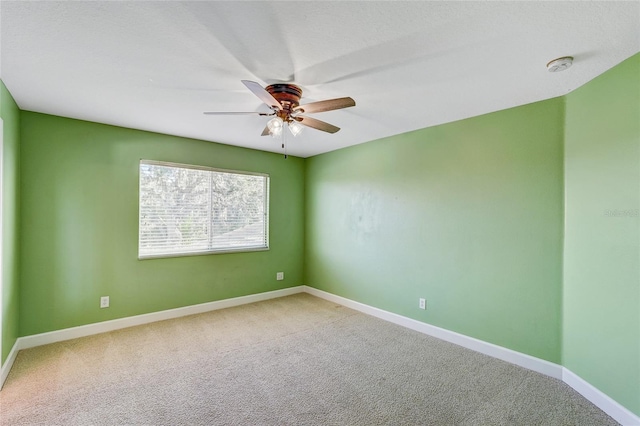 spare room with ceiling fan and carpet floors