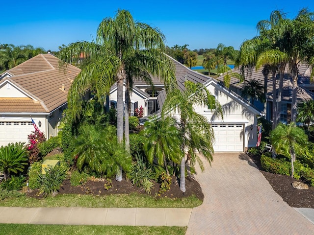 view of front of property with a garage