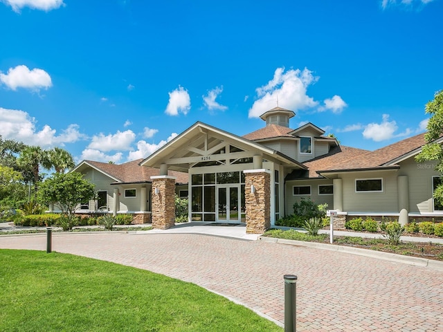 craftsman inspired home with french doors