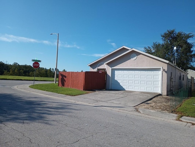 exterior space featuring a garage