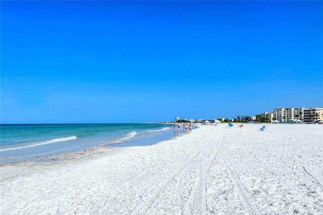 property view of water with a beach view