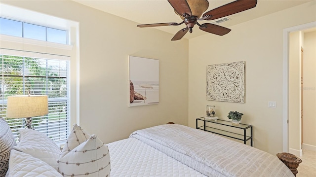 bedroom featuring ceiling fan