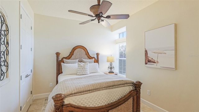 bedroom featuring ceiling fan