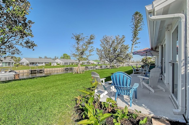 view of yard with a water view