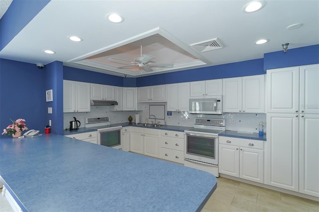 kitchen with white cabinetry, electric stove, and electric range