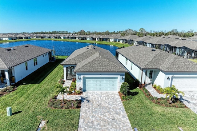 bird's eye view featuring a water view