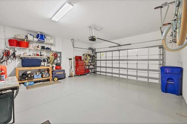 garage with a garage door opener