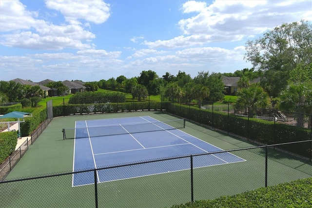 view of tennis court with basketball court