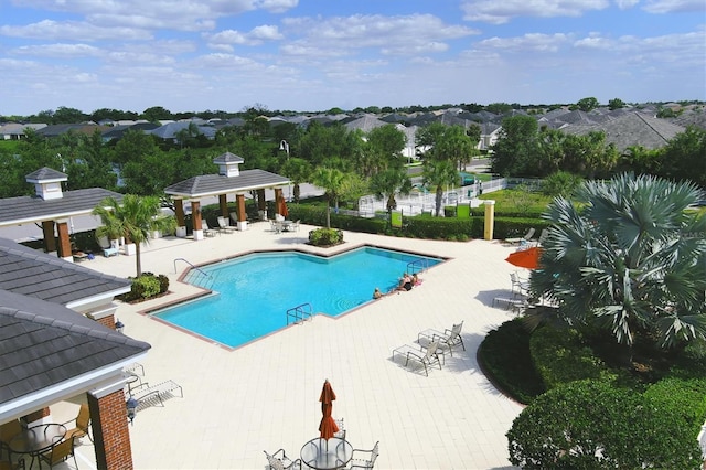 view of pool featuring a gazebo and a patio