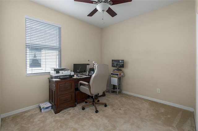 3439 101st Ave E, Parrish, FL 34219 - home office with ceiling fan and light colored carpet