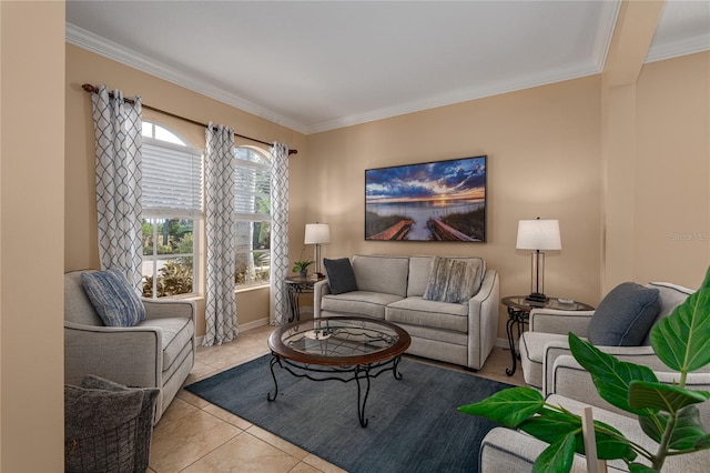 3439 101st Ave E, Parrish, FL 34219 - tiled living room featuring crown molding
