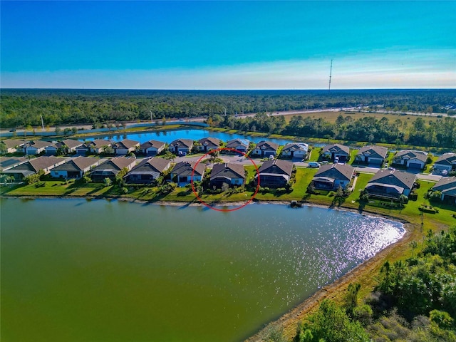 bird's eye view featuring a water view