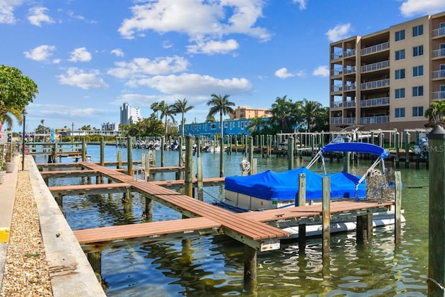 view of dock featuring a water view