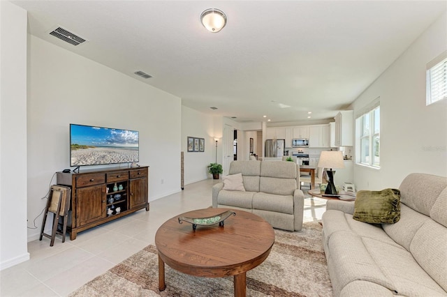 view of tiled living room