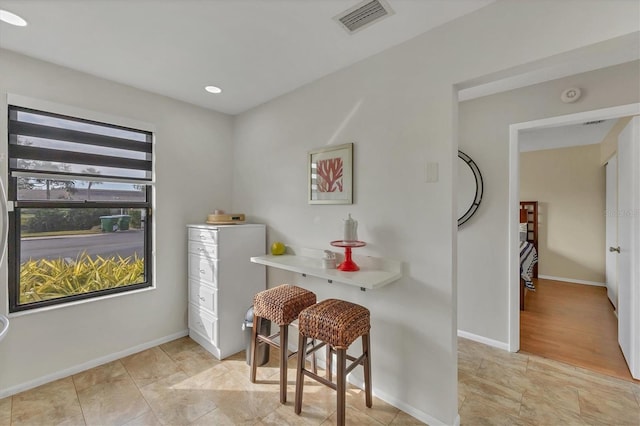 dining room with light tile patterned floors