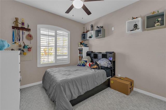 bedroom featuring ceiling fan