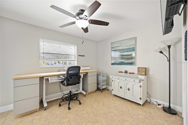 home office featuring ceiling fan