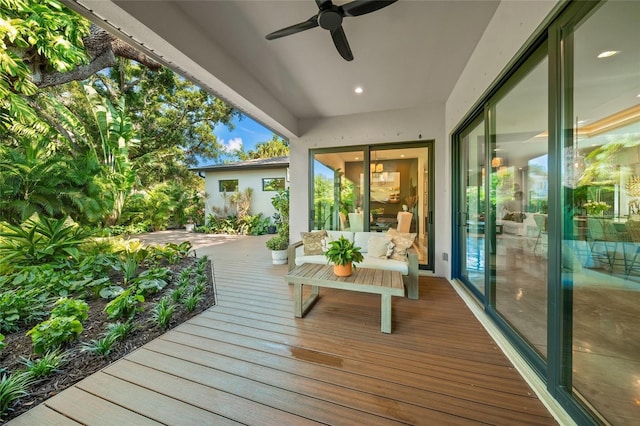 deck featuring ceiling fan