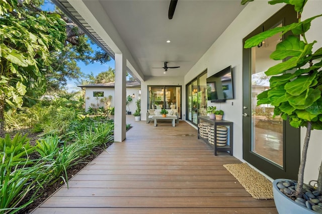 deck featuring ceiling fan