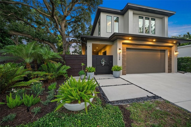 contemporary house featuring a garage