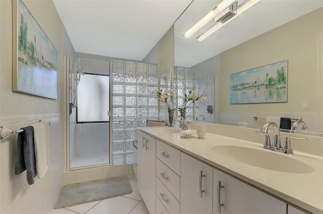 bathroom featuring tile patterned floors and vanity