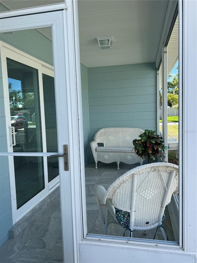 balcony featuring a porch