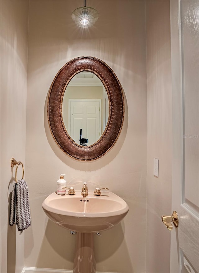 bathroom featuring ornamental molding