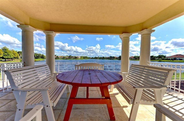 balcony with a water view