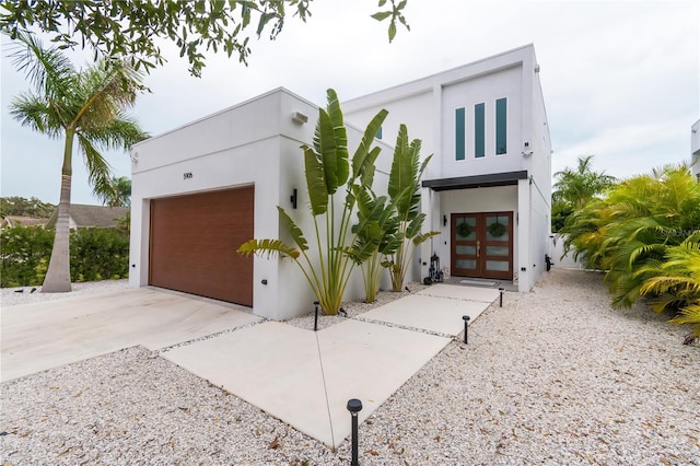 contemporary home with french doors