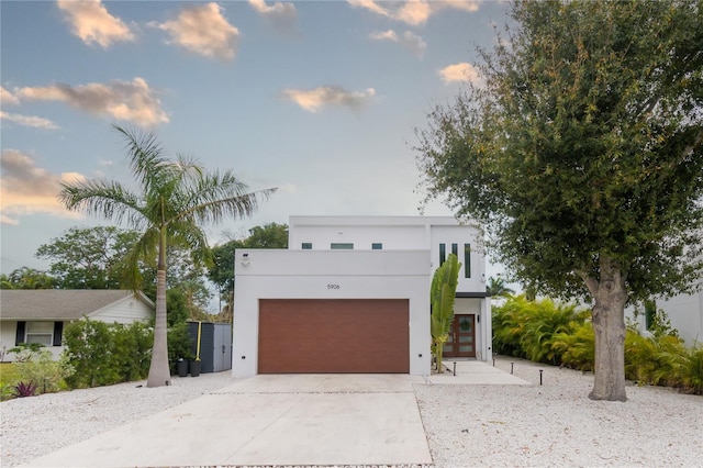 contemporary house featuring a garage