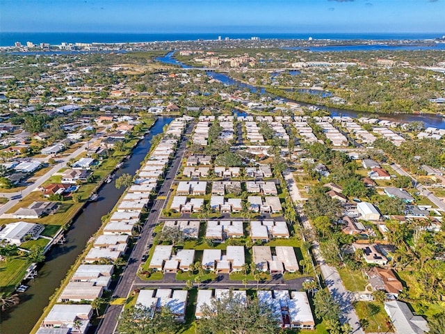 bird's eye view featuring a water view