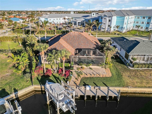 bird's eye view featuring a water view