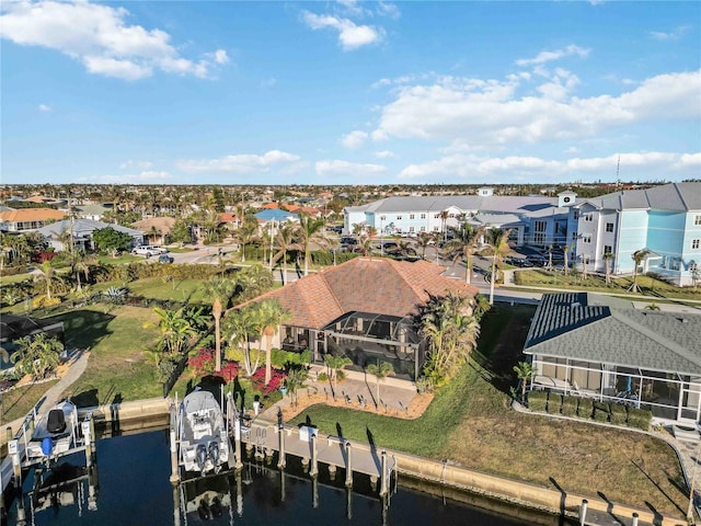 bird's eye view featuring a water view