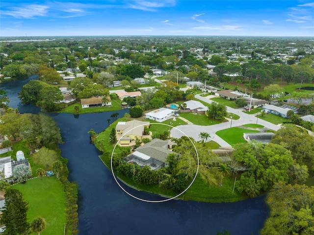 bird's eye view featuring a water view