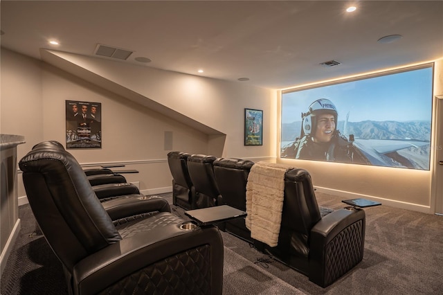 view of carpeted cinema room