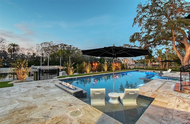 view of pool featuring a patio